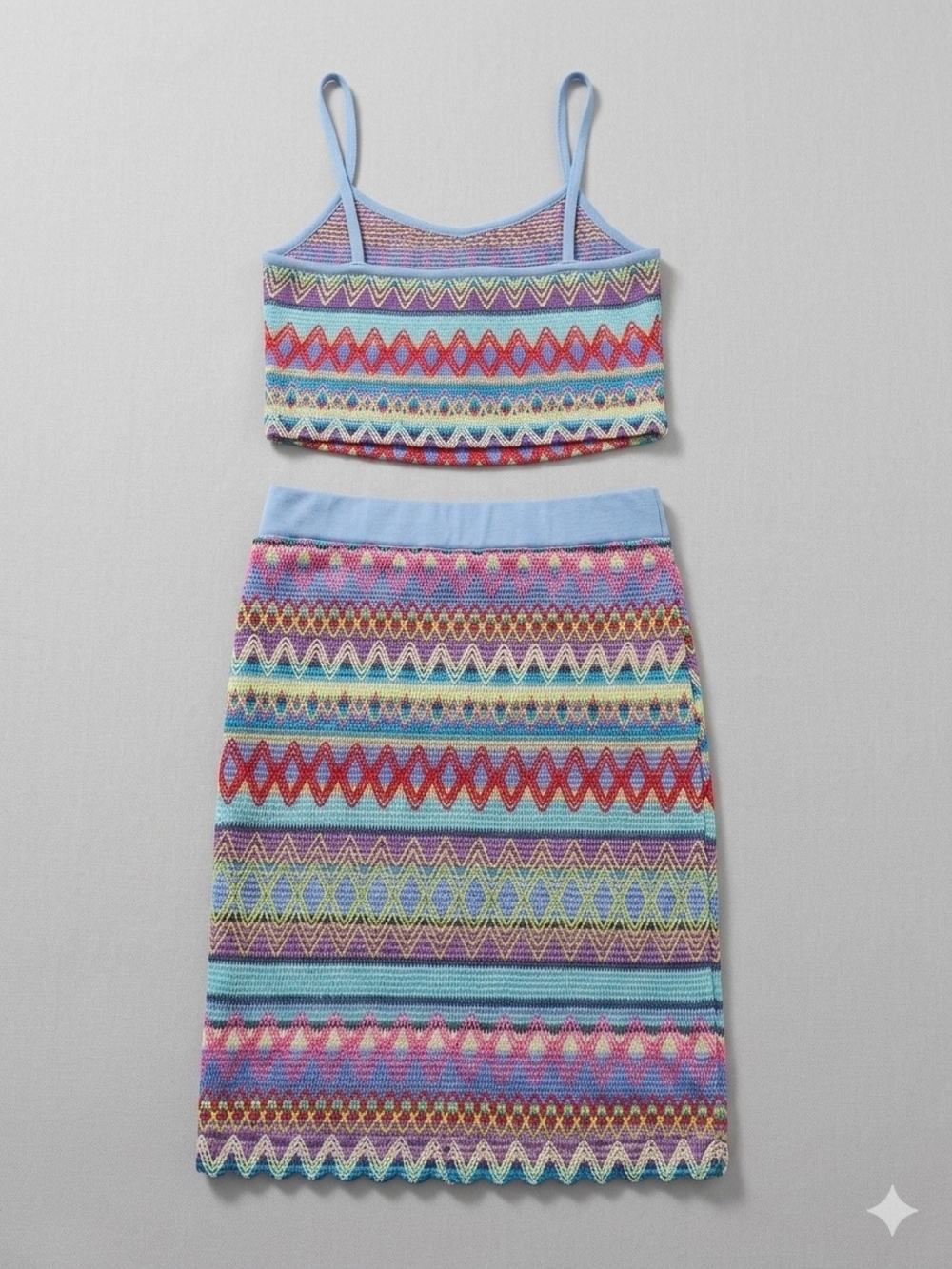 Knit Tank Top & Skirt Set - Multicolor